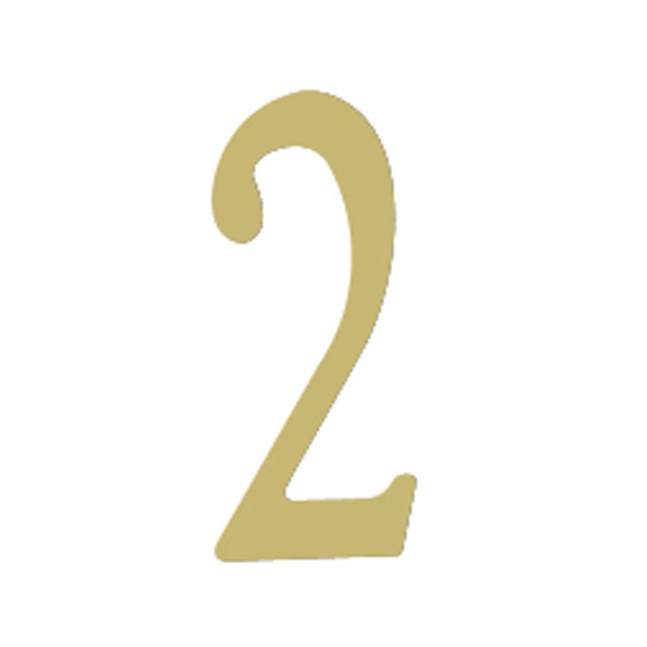 Special Lite Products Outdoor Decorative 3 inch Brass Self Adhesive Address Number - Number: 2